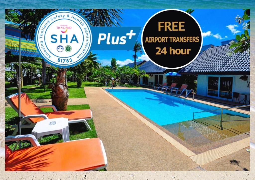 a sign for a resort with a swimming pool at Phuket Airport Hotel - SHA Extra Plus in Nai Yang Beach