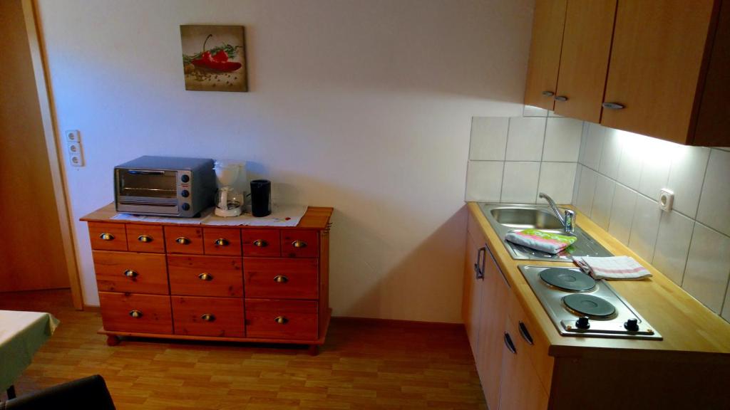 Kuchyň nebo kuchyňský kout v ubytování Obereinschneithof