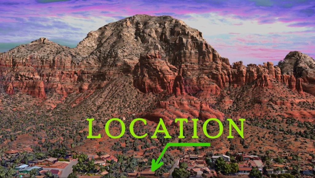 a mountain with the word location in front of it at Sedona Studio at Thunder Mountain in Sedona