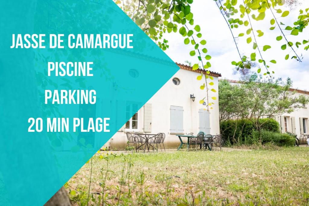 una foto de una casa con el texto lago de campoperate aparcamiento de picnic a presión en JASSE CAMARGUAISE 424 - CLIM PISCINE FAMILLE GALLARGUES - TOP PROS SERVICESConciergerie en Gallargues-Le-Montueux
