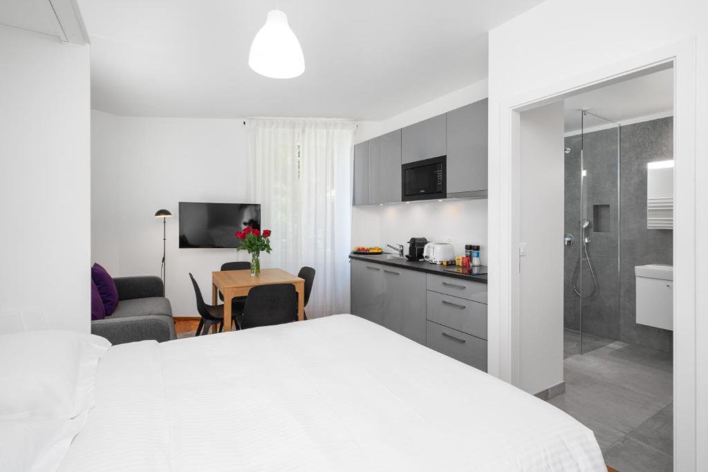 Kuchyň nebo kuchyňský kout v ubytování The Studios Montreux - Swiss Hotel Apartments