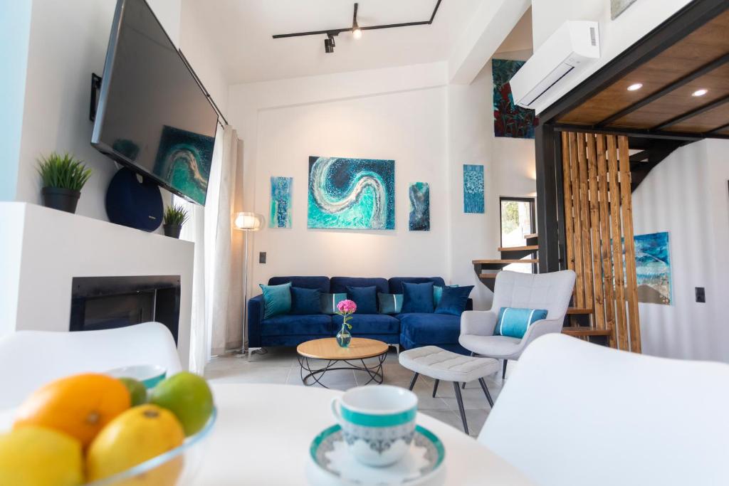Coin salon dans l'établissement Allure Luxury Villas 3&4 Serenity Retreat
