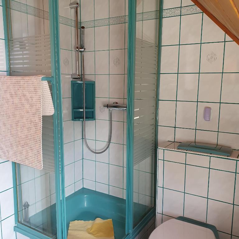Koupelna v ubytování Schau ins Land
