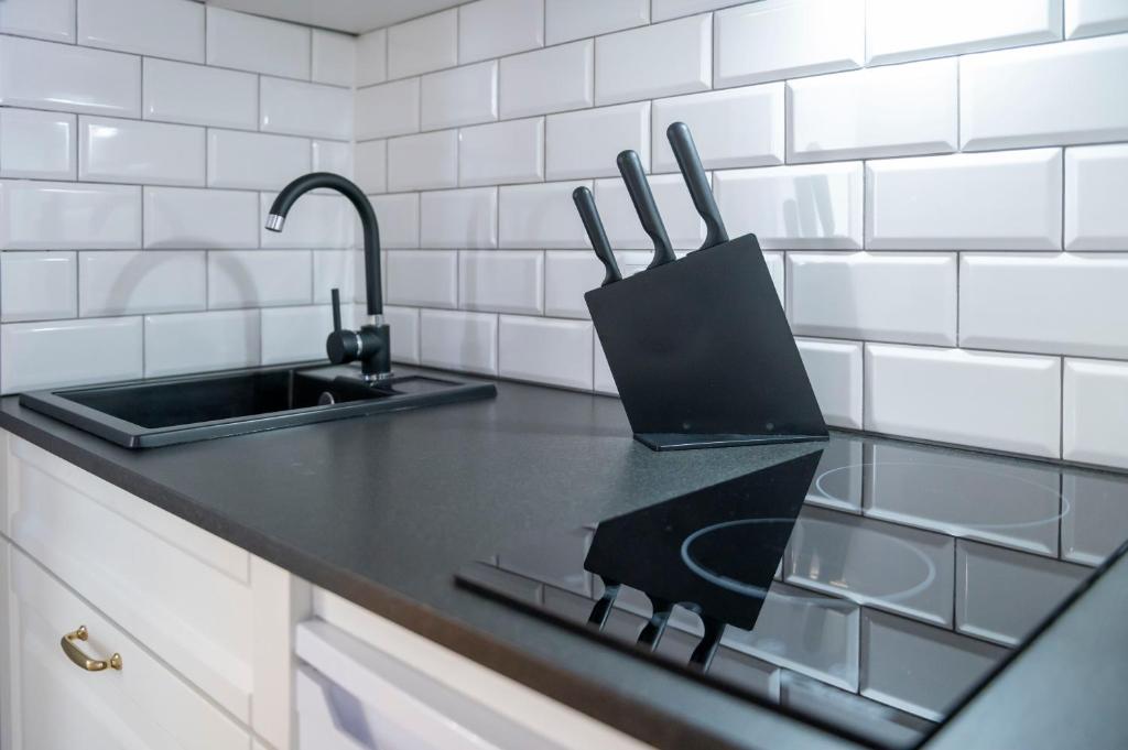 Kuchyňa alebo kuchynka v ubytovaní Sopot Haffnera Apartament