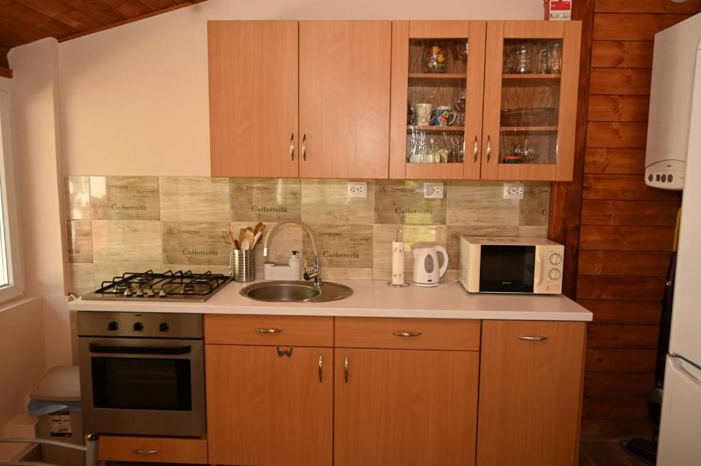 Kuchyňa alebo kuchynka v ubytovaní Pálma Apartman