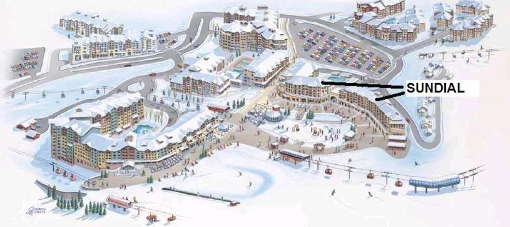 a map of a resort with the wordsimulation and a diagram of the resort at Steps from Gondola, Ski in Ski out, Beautiful Upgraded Superior Studio in Park City