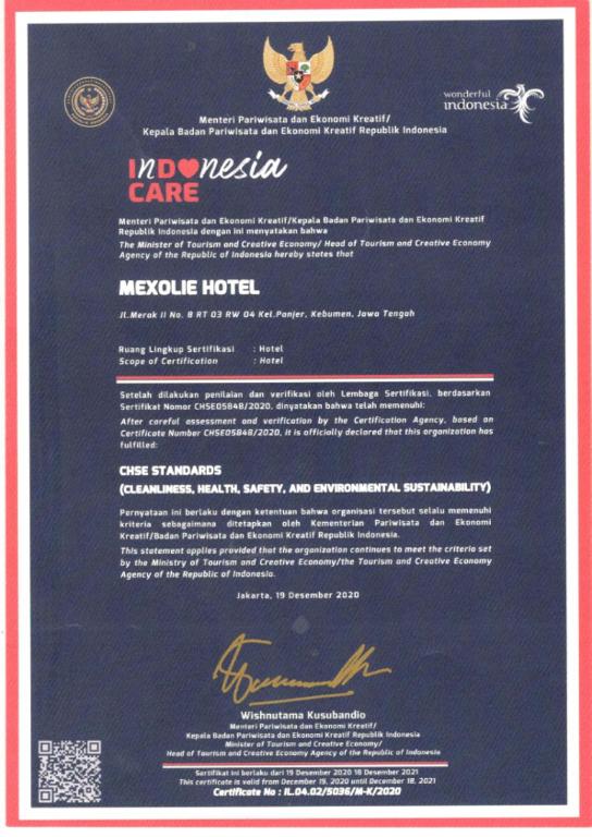 Certifikát, hodnocení, plakát nebo jiný dokument vystavený v ubytování Mexolie Hotel