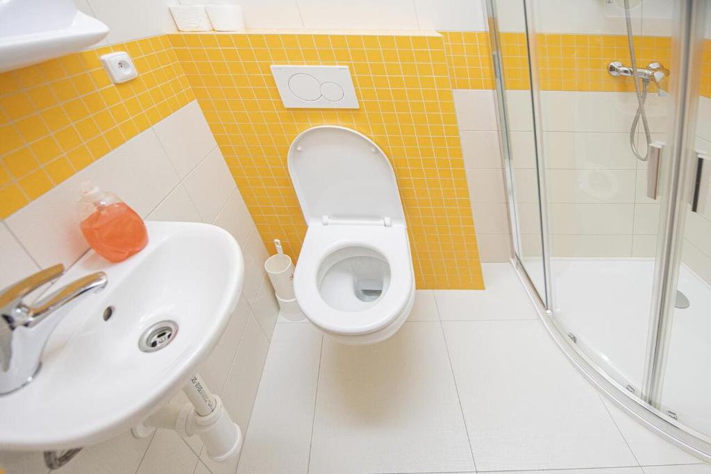 Koupelna v ubytování Hotel Berounka
