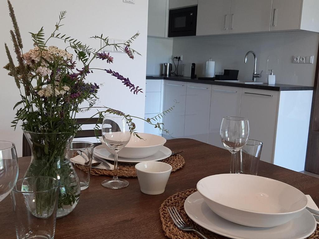 Kuchyň nebo kuchyňský kout v ubytování Apartmán Studnice