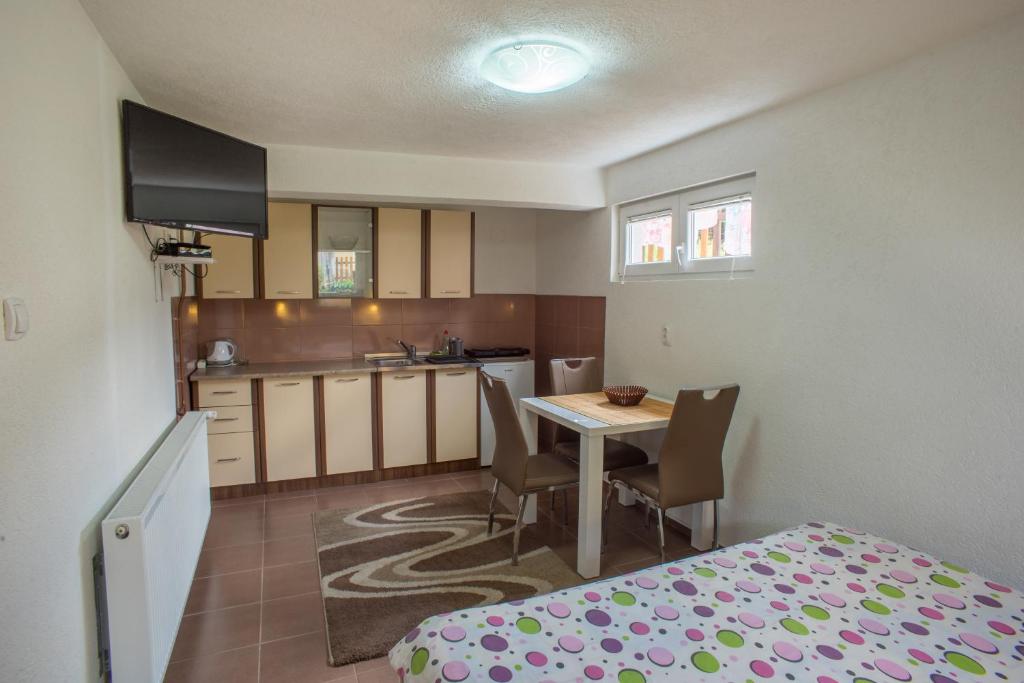 Kuchyň nebo kuchyňský kout v ubytování Apartments Dedeic