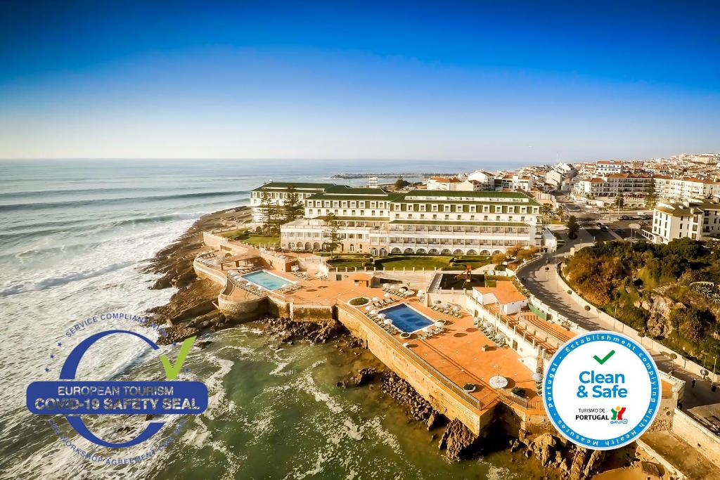 an aerial view of a resort on the beach at Vila Gale Ericeira in Ericeira