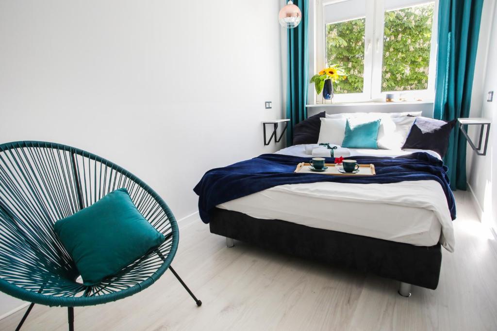 Posteľ alebo postele v izbe v ubytovaní Apartament Szaro na Białym