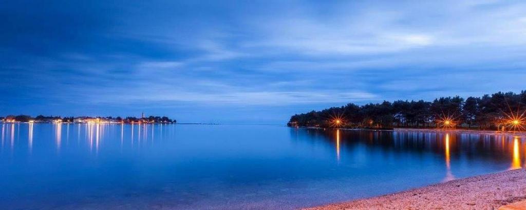 uma vista para um grande lago à noite em Apartments in Razanac - Zadar Riviera 41401 em Ražanac