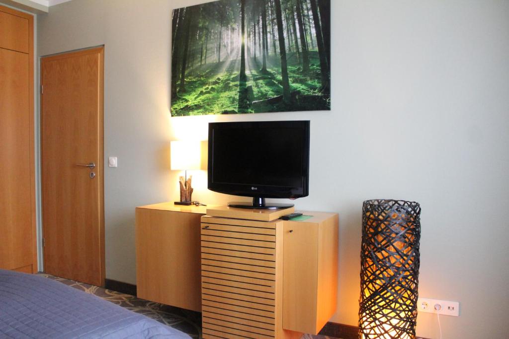 Televiisor ja/või meelelahutuskeskus majutusasutuses Hotel Rennsteig