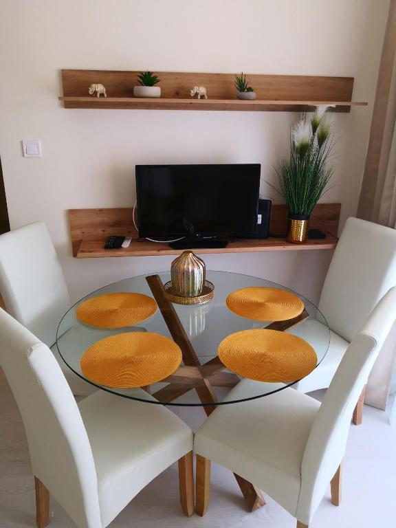 Televízia a/alebo spoločenská miestnosť v ubytovaní Kolibri Apartman