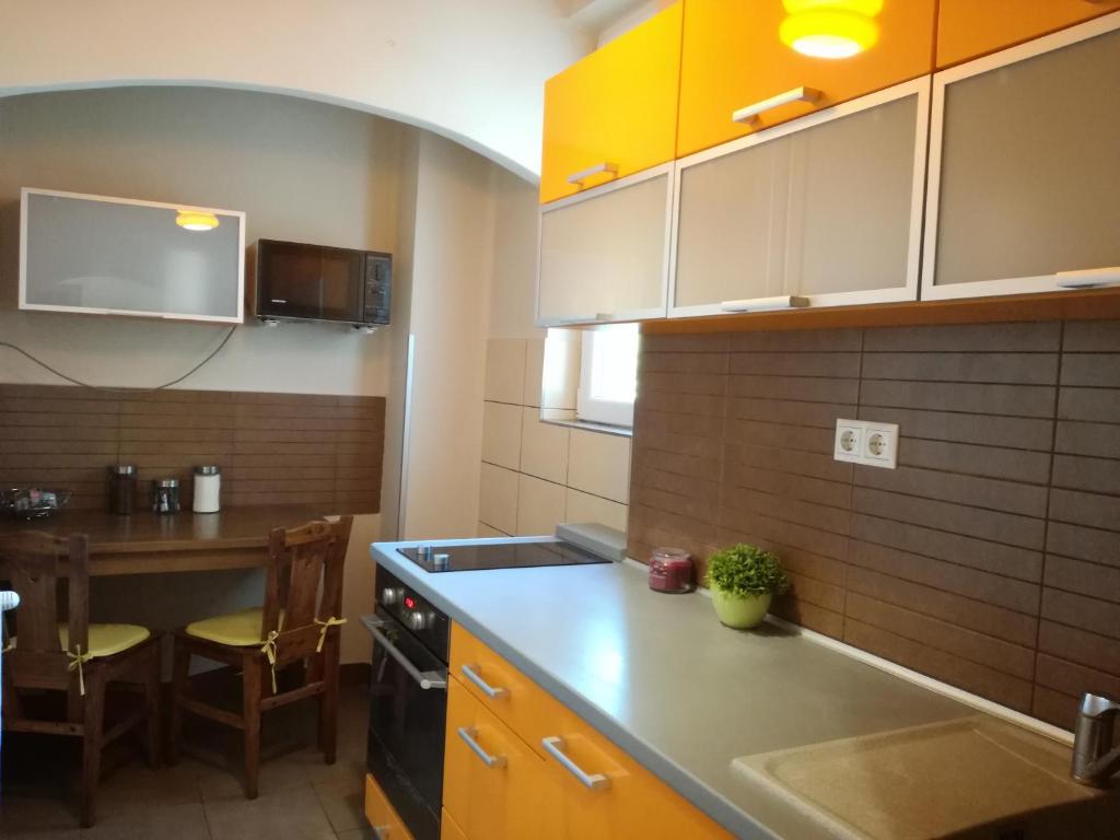 Kuchyň nebo kuchyňský kout v ubytování Erdei Szalonka Apartman