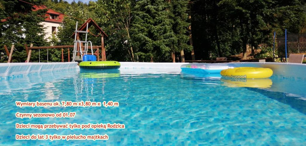 an empty swimming pool with an inflatable at Willa Czyrna przy Gondoli in Szczyrk
