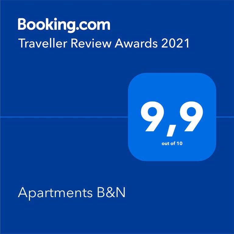 Certifikát, hodnocení, plakát nebo jiný dokument vystavený v ubytování Apartments B&N