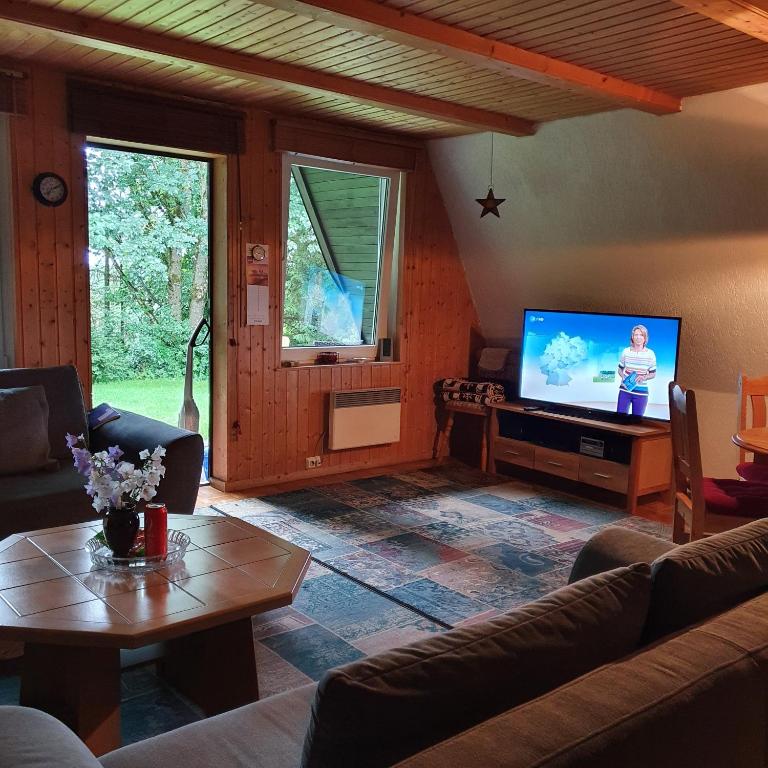 TV a/nebo společenská místnost v ubytování Finnhaus Neubauer