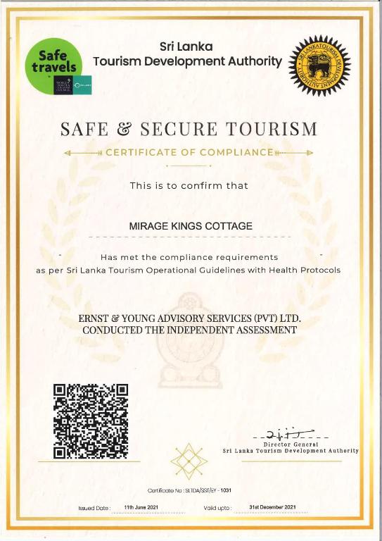 Certifikát, hodnocení, plakát nebo jiný dokument vystavený v ubytování Mirage Kings Cottage
