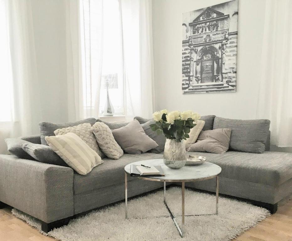Posezení v ubytování KLASSIK Design-Luxus-Apartment, Nahe Marktplatz