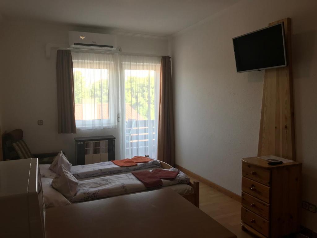 Televízia a/alebo spoločenská miestnosť v ubytovaní Apartman Németh