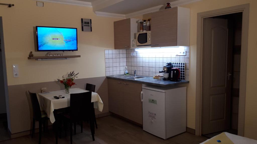 Kuchyň nebo kuchyňský kout v ubytování Mini Vendégház Budaörs