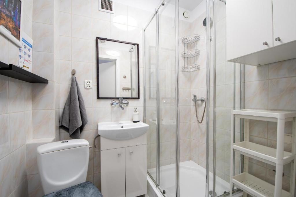 Ванна кімната в Wyśmienity Apartament Miodowy