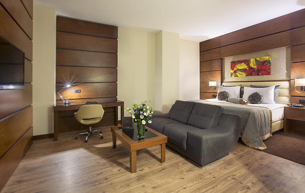 埃爾比勒的住宿－埃爾比勒市中心德德曼酒店，酒店客房,配有床和沙发