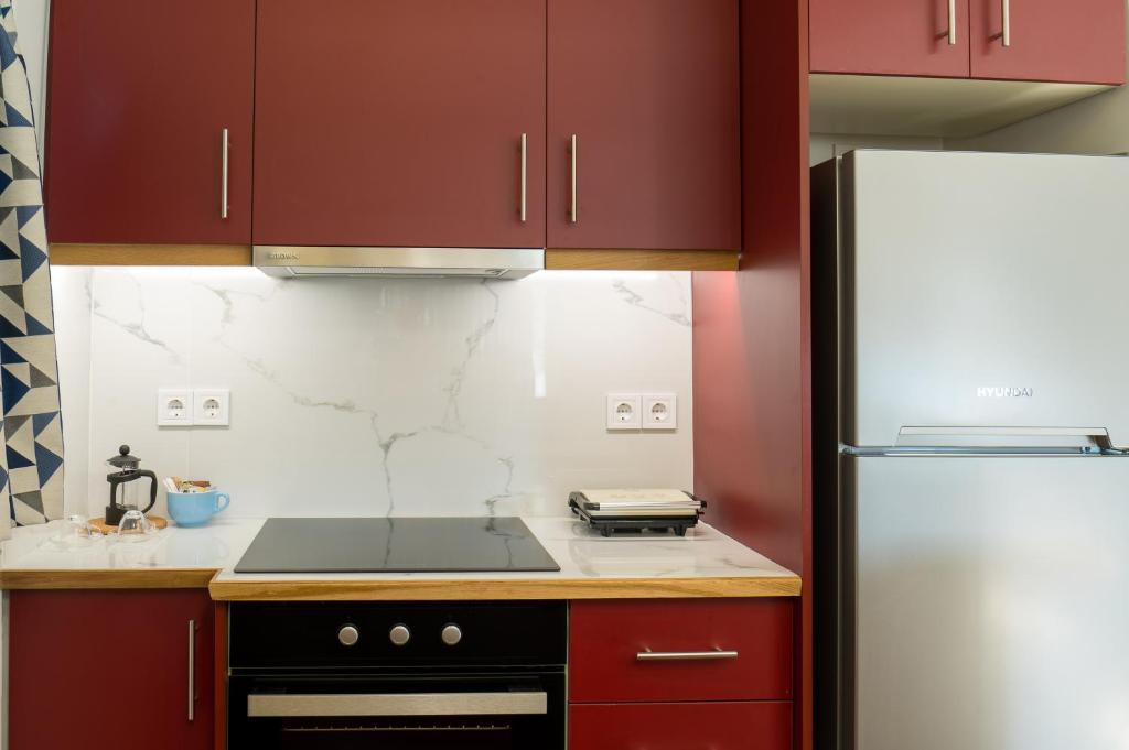 Kuchyň nebo kuchyňský kout v ubytování CHROMA Lodge Rafina
