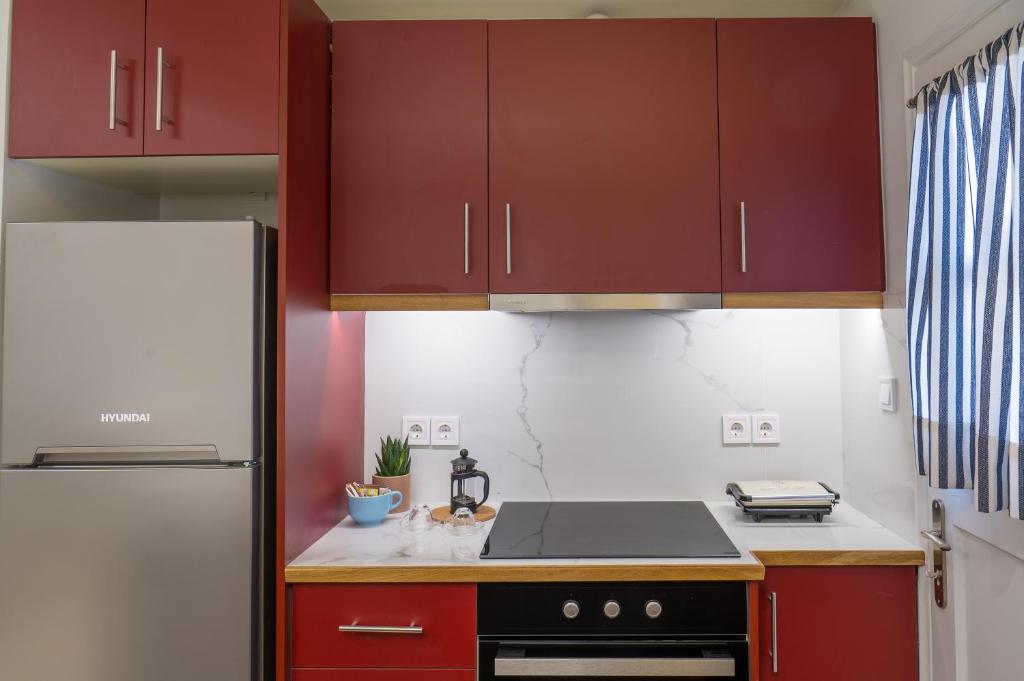 Kuchyň nebo kuchyňský kout v ubytování CHROMA Lodge Rafina