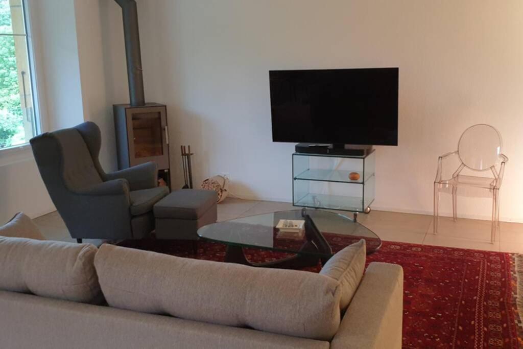 TV a/nebo společenská místnost v ubytování Vöens, St-Blaise, Logement entier - 2 chambres