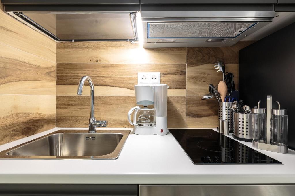 Kuchyň nebo kuchyňský kout v ubytování Art Central Suites