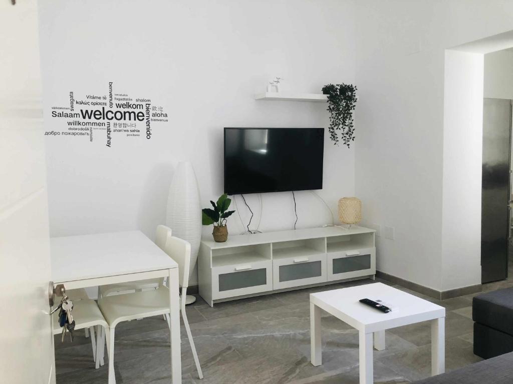 Televízia a/alebo spoločenská miestnosť v ubytovaní Sunlight Málaga Centro