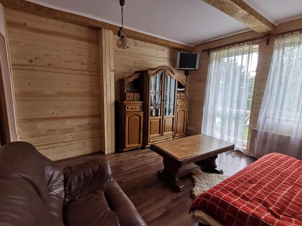 TV a/nebo společenská místnost v ubytování Біла Хижа (Хата)