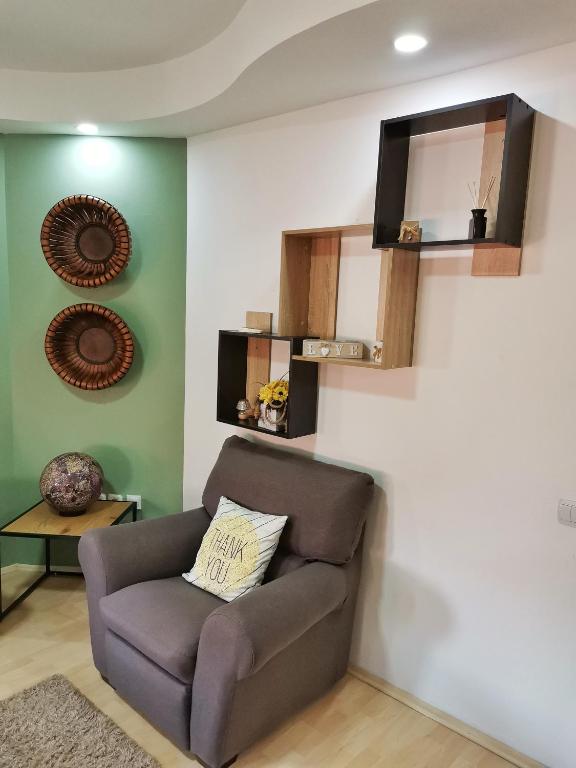Posezení v ubytování Apartment Stasha with free access to gym