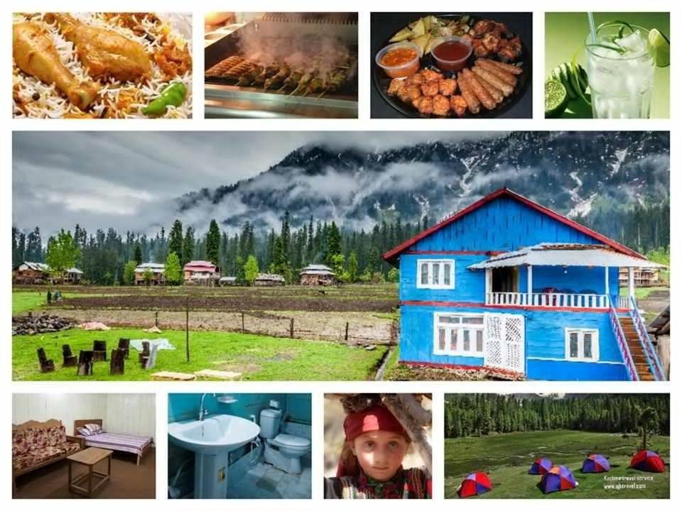 un collage de photos de nourriture et d'une maison dans l'établissement State Continental Hotel, à Arangkēl