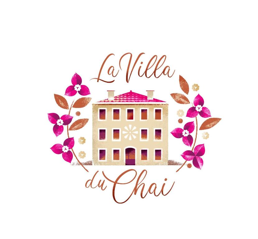 ilustracja wektorowa willi w zamku z kwiatami w obiekcie La villa du chai w mieście Lézignan-Corbières