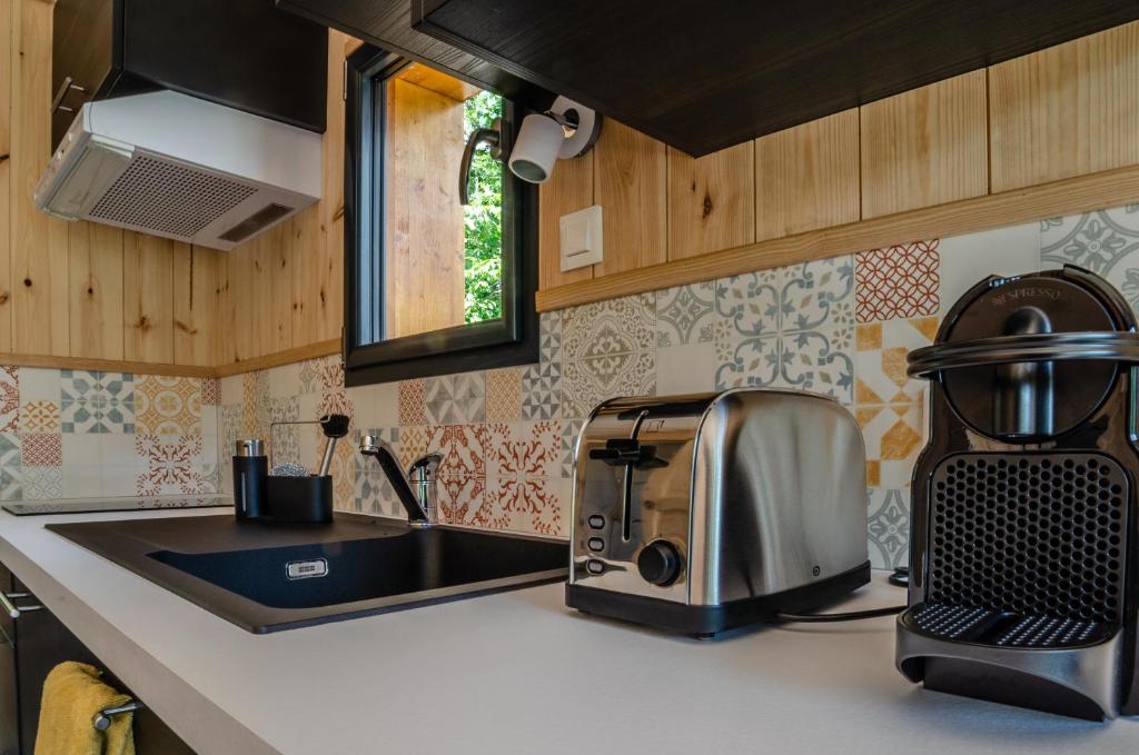 Kuchyň nebo kuchyňský kout v ubytování Les Petits Ecrins - Chalets avec spas privatifs