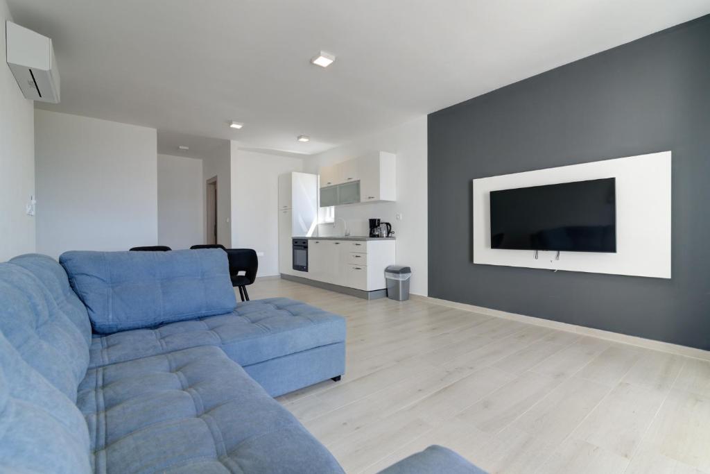 TV a/nebo společenská místnost v ubytování APARTMANI OLIMP1