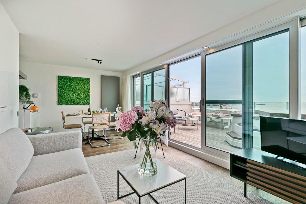 Image showcasing Modern penthouse with stunning sea-view, sauna and 2 large terraces ...