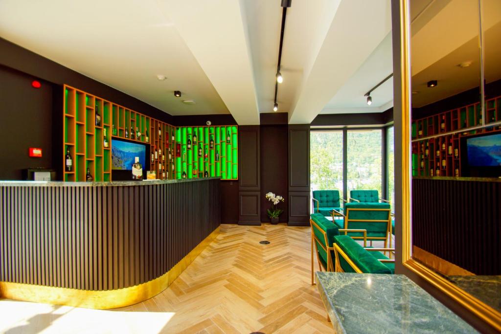 TV a/nebo společenská místnost v ubytování Borjomi Bridge Hotel