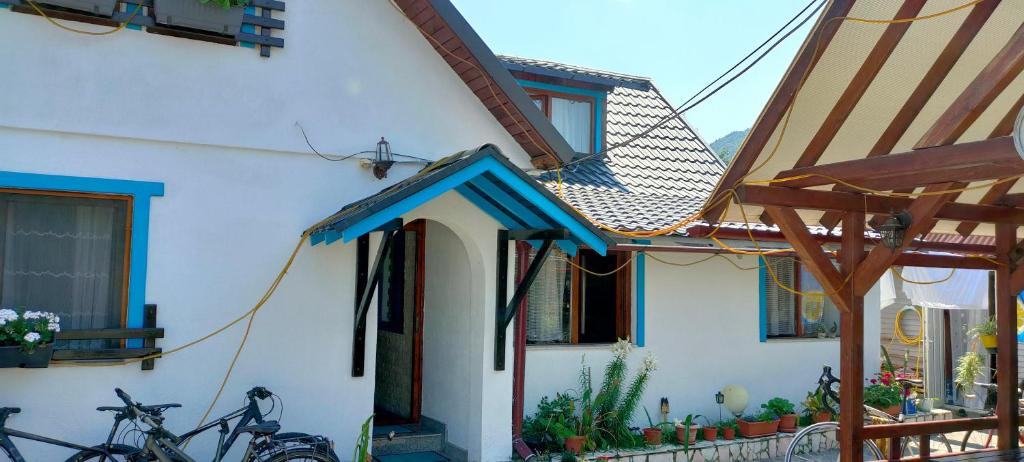 una casa con bicicletas estacionadas frente a ella en Casa Toth din Țipțerai en Vişeu de Sus