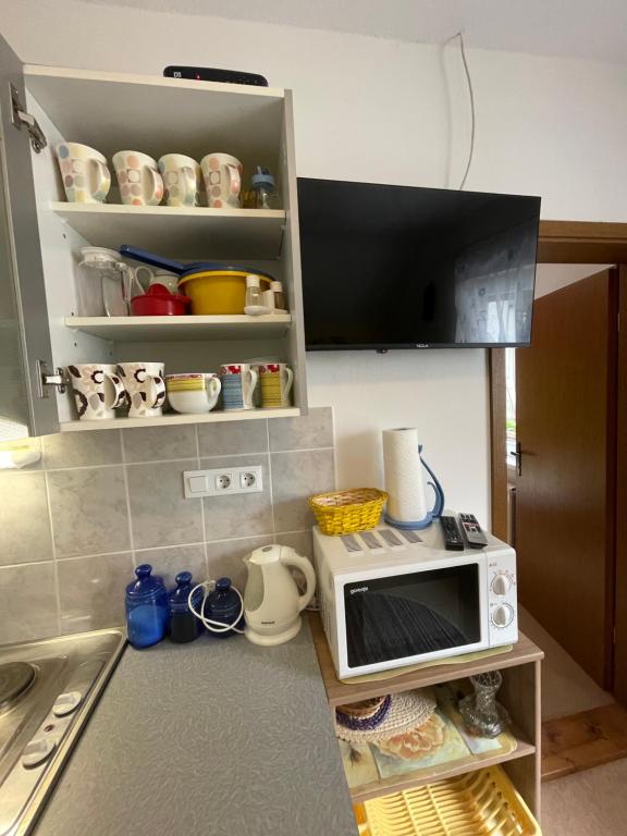 Kuchyň nebo kuchyňský kout v ubytování Apartments and Rooms Ražen