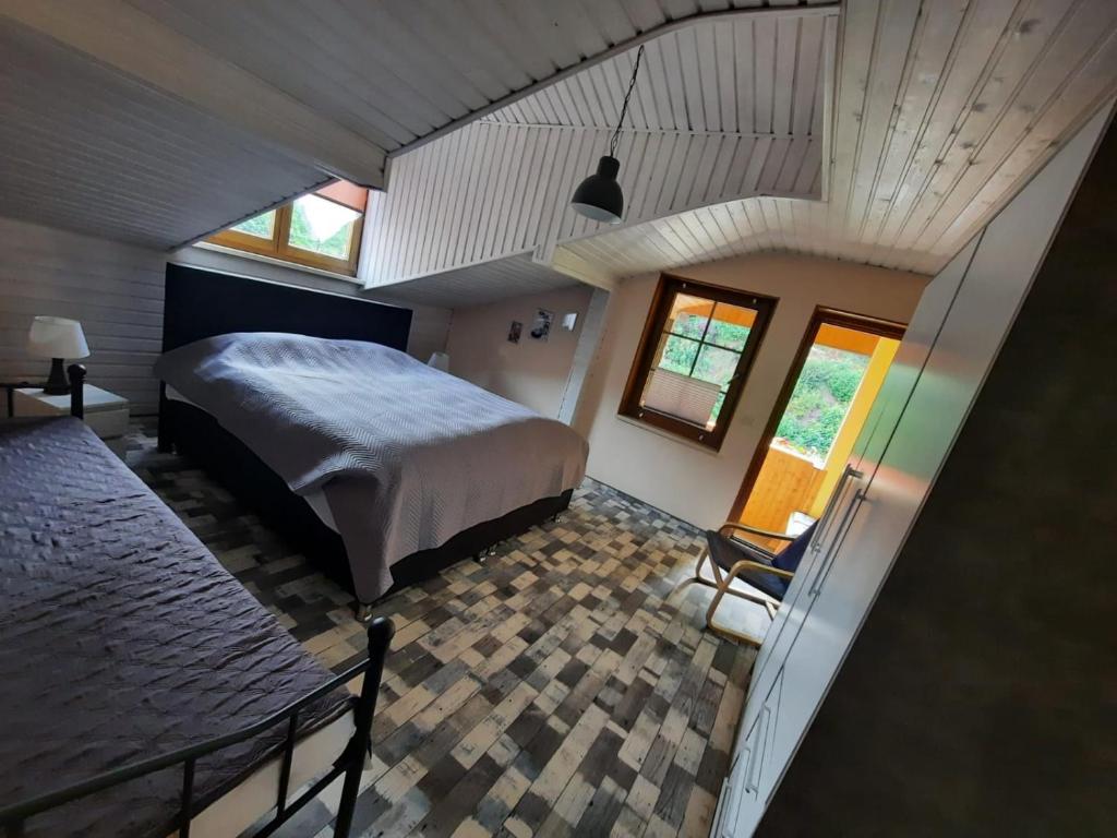 Säng eller sängar i ett rum på Ferienhaus Waterstrat