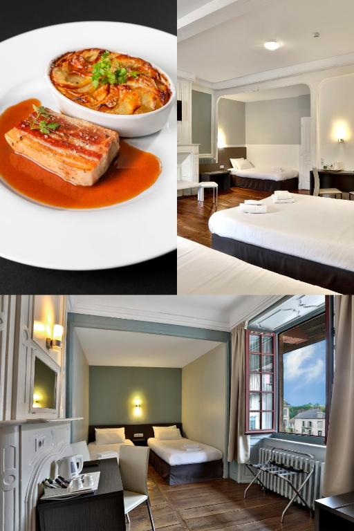 Postel nebo postele na pokoji v ubytování Logis Hotel Auberge Dupuytren