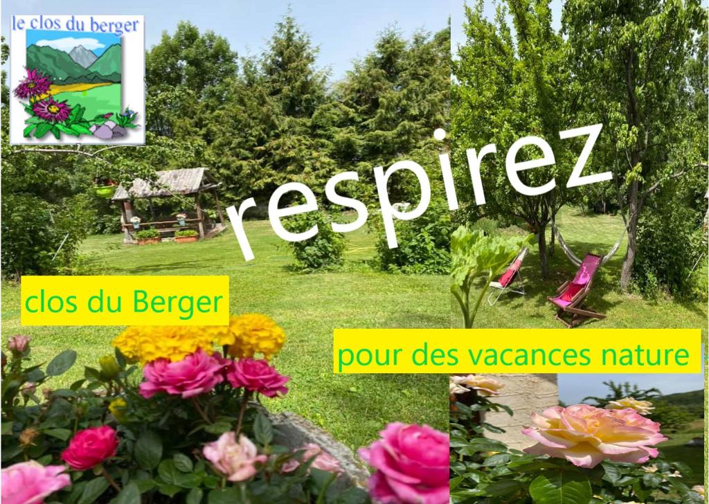 a collage of pictures of flowers in a garden at Le Clos Du Berger in Le Sauze