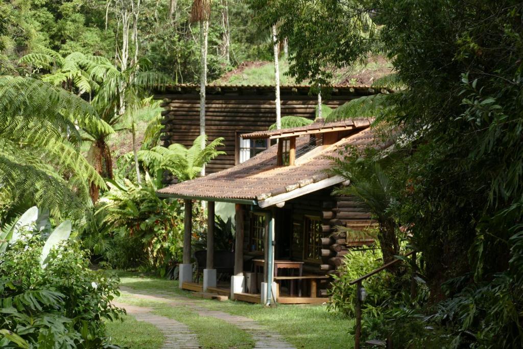 uma cabana de madeira no meio de uma floresta em Eco Lodge Itororó em Nova Friburgo