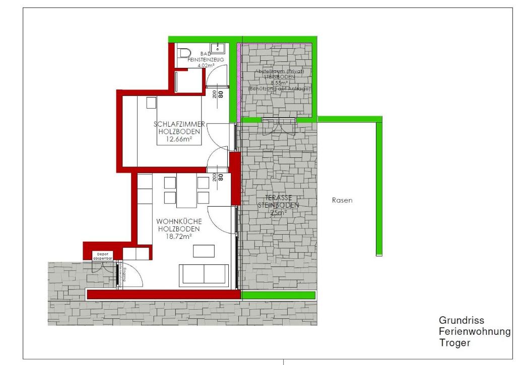 Plán poschodí v ubytovaní Ferienwohnung Troger