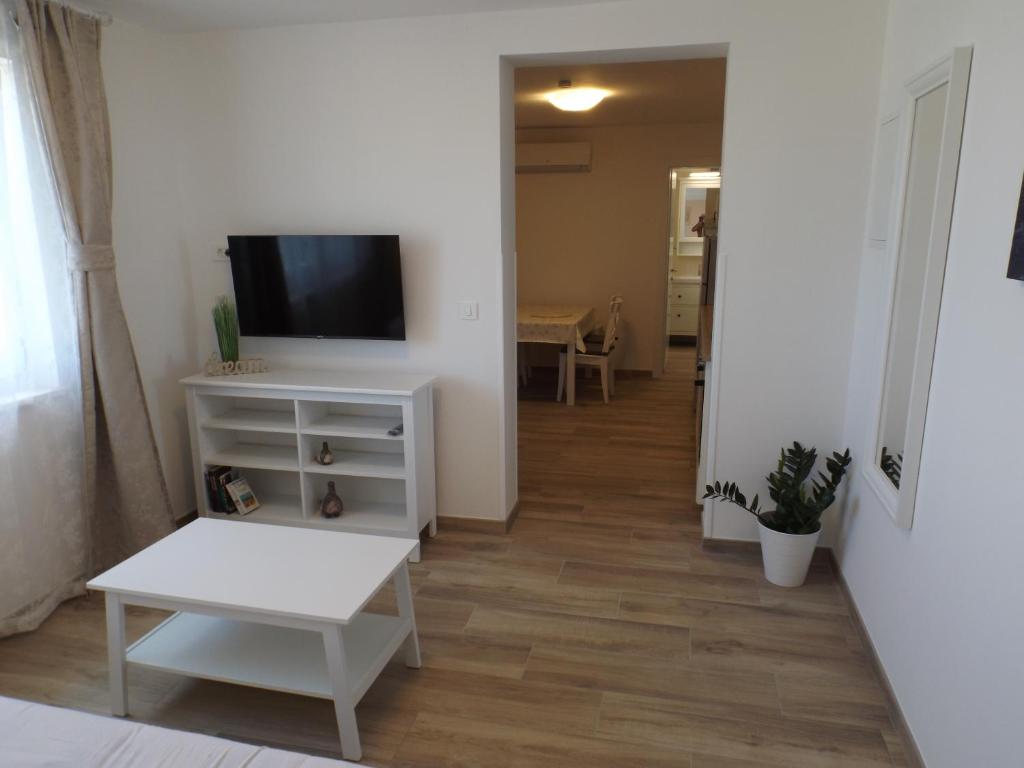 Televízia a/alebo spoločenská miestnosť v ubytovaní Apartments Villa Elma